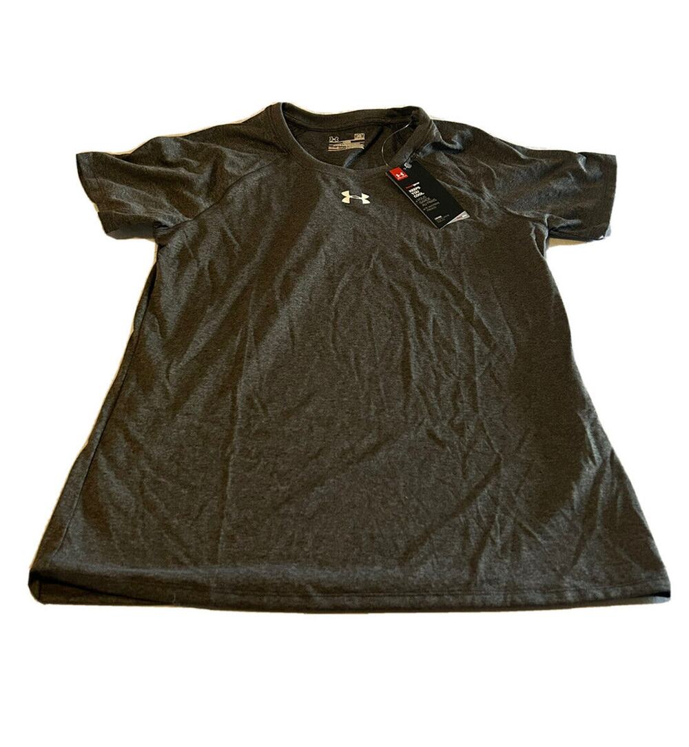 Under Armour Women T-Shirt UA Team Heatgear Short Sleeve Med Carbon Heather NWT